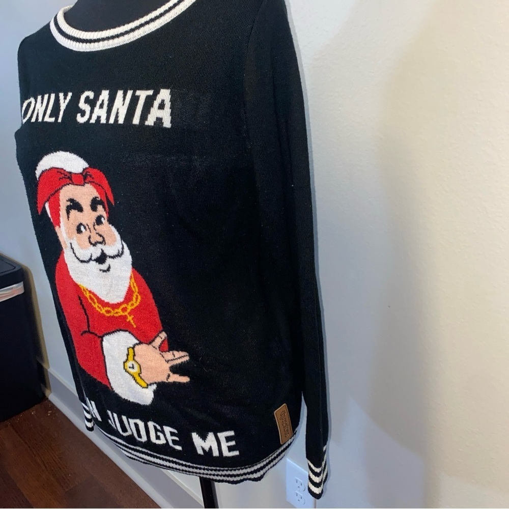 Ugly Christmas‎ Sweater Black Santa Graphic Sweater - Picture 2 of 8